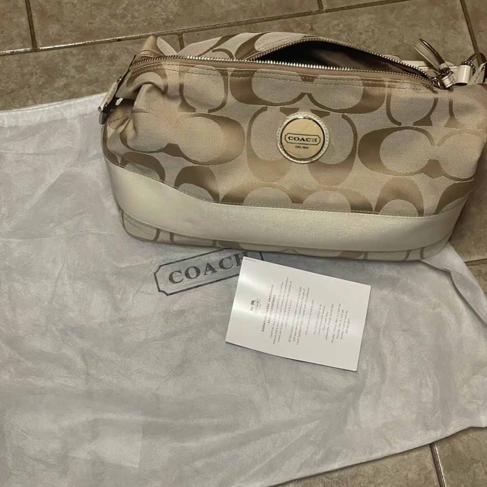 Coach Tan and Cream Shoulder Bag
